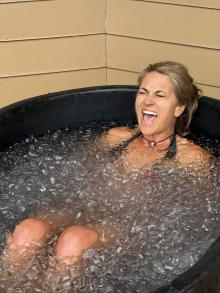 Nicole in an ice bath